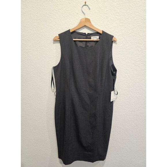 NWT Calvin Klein Black Sleeveless Dress Women's Size 14 Plus Solid retails $139 - Picture 1 of 4